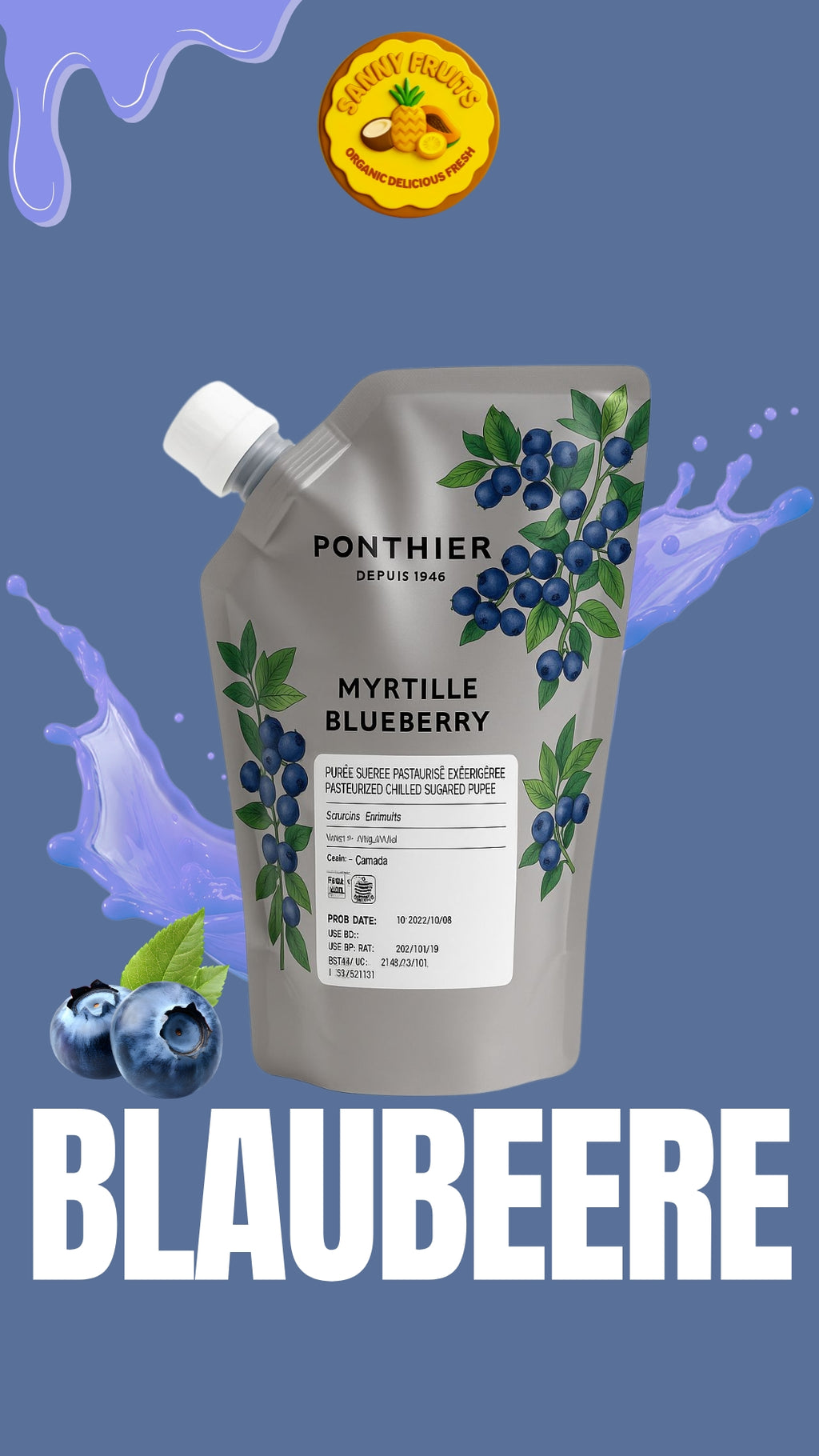 Ponthier Blaubeere Püree 1kg