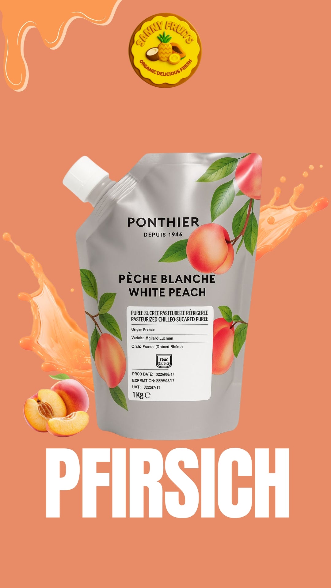Ponthier Pfirsich Püree 1kg